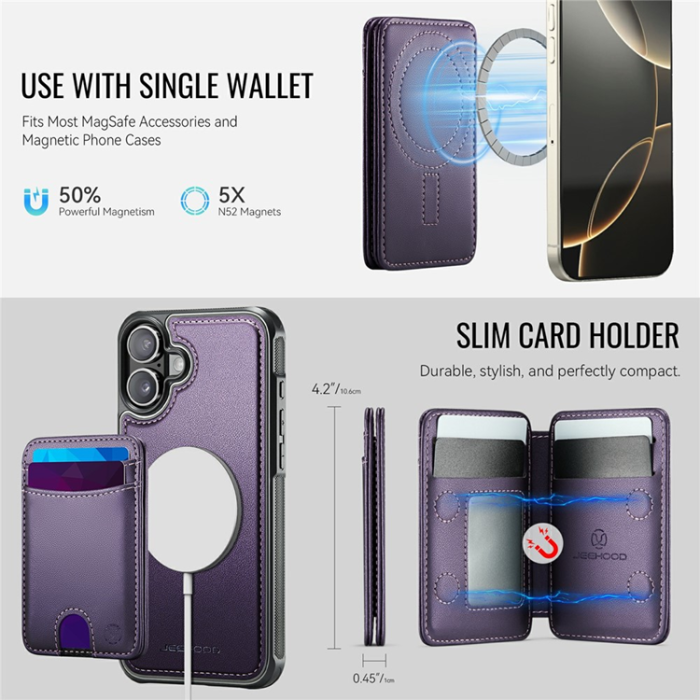 JEEHOOD - JEEHOOD iPhone 17 Mobilskal MagSafe Detachable Korthållare