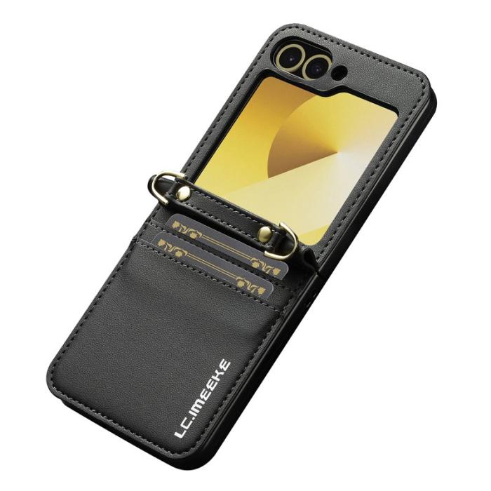 LC.imeeke - LC.IMEEKE för Samsung Galaxy Z Flip7 FE Fodral KonstLäder - Svart