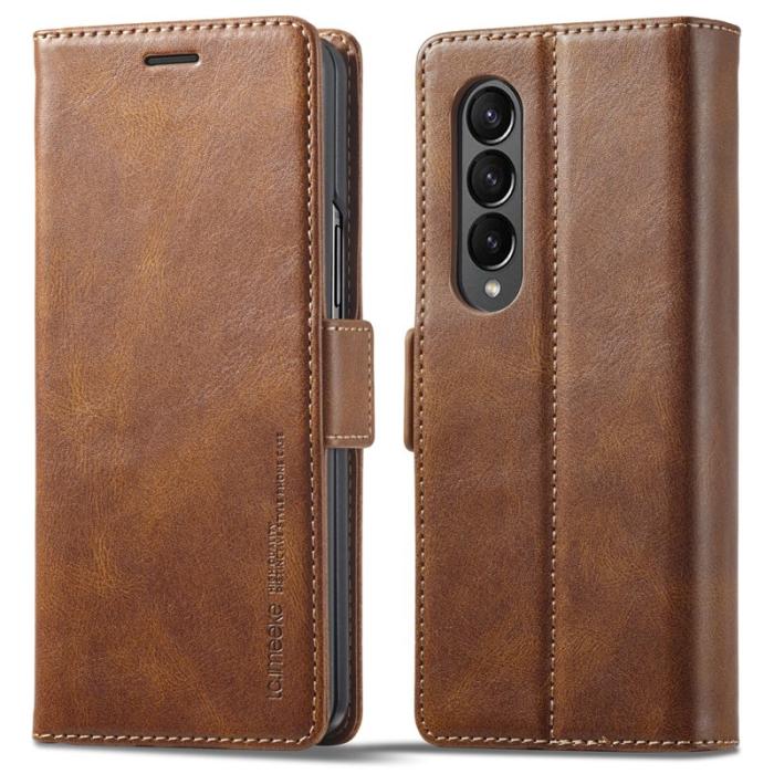 LC.imeeke - LC.IMEEKE för Samsung Galaxy Z Fold3 5G Plånboksfodral Konstläder - Brun