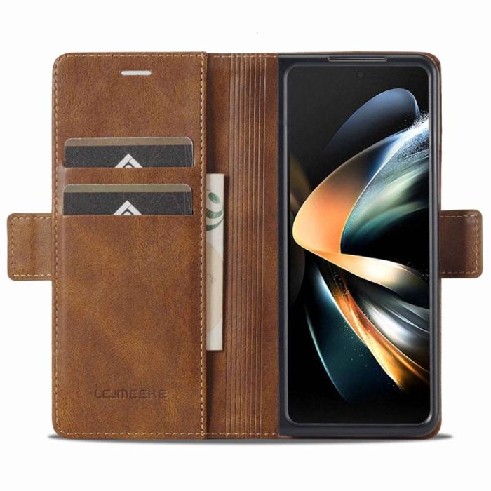LC.imeeke - LC.IMEEKE för Samsung Galaxy Z Fold3 5G Plånboksfodral Konstläder - Brun