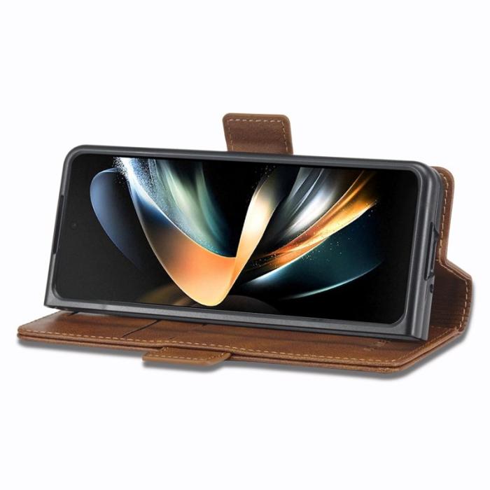 LC.imeeke - LC.IMEEKE för Samsung Galaxy Z Fold3 5G Plånboksfodral Konstläder - Brun