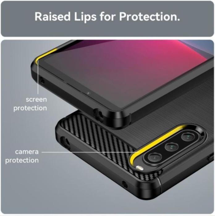 A-One Brand - Sony Xperia 10 V Mobilskal Carbon Fiber - Svart