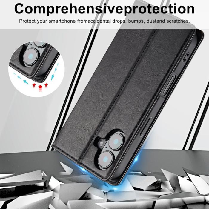 LC.imeeke - LC.IMEEKE iPhone 16 Plus Plånboksfodral Konstläder - Svart