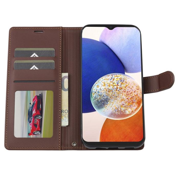 LC.imeeke - LC.IMEEKE L2 Series Samsung Galaxy A34 5G Plånboksfodral Konstläder - Brun