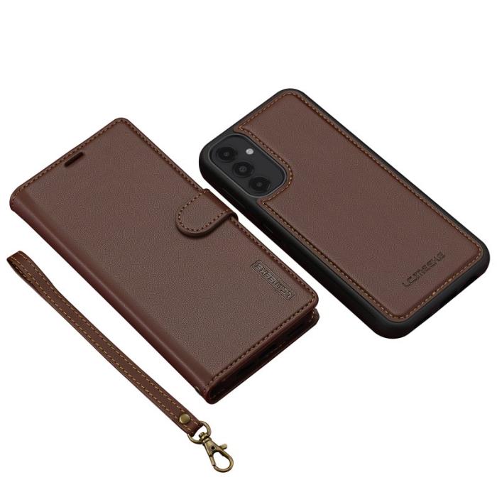 LC.imeeke - LC.IMEEKE L2 Series Samsung Galaxy A34 5G Plånboksfodral Konstläder - Brun