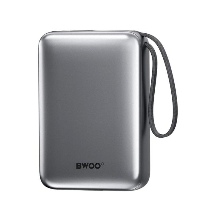 BWOO - BWOO Powerbank 20000mAh 22.5W med Inbyggda Kablar P73 - Svart