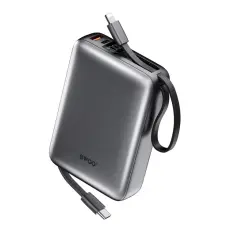 BWOO - BWOO Powerbank 20000mAh 22.5W med Inbyggda Kablar P73 - Svart