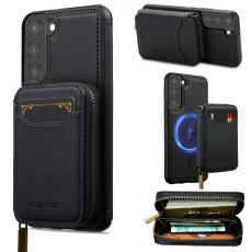 LC.imeeke - LC.IMEEKE L6 f&ouml;r Samsung Galaxy S22 5G Konstl&auml;der Pl&aring;nboksfodral - Svart