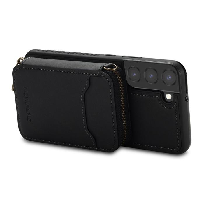 LC.imeeke - LC.IMEEKE L6 för Samsung Galaxy S22 5G Konstläder Plånboksfodral - Svart