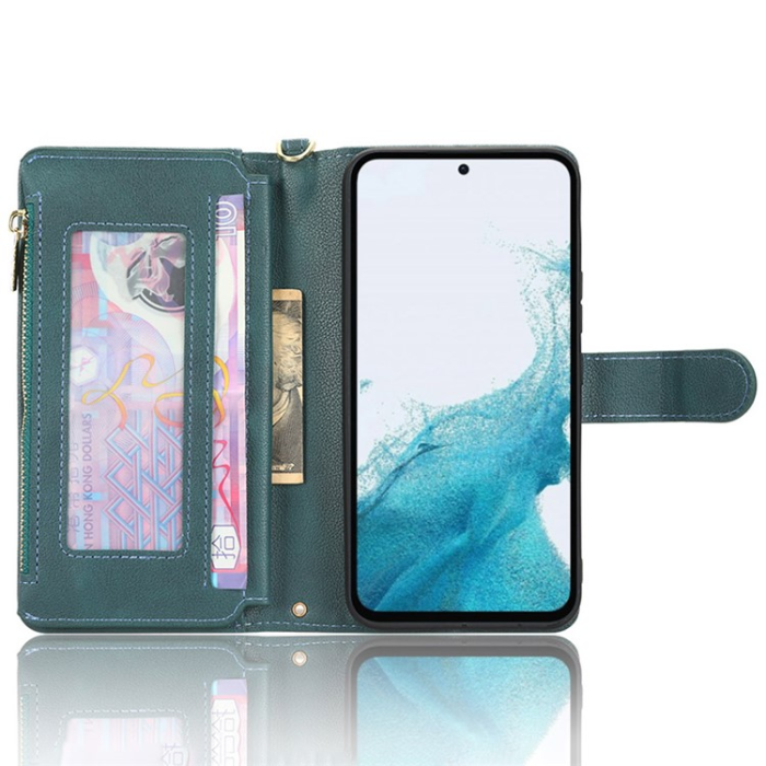 A-One Brand - Galaxy A54 5G Plånboksfodral Zipper med Rem - Grön