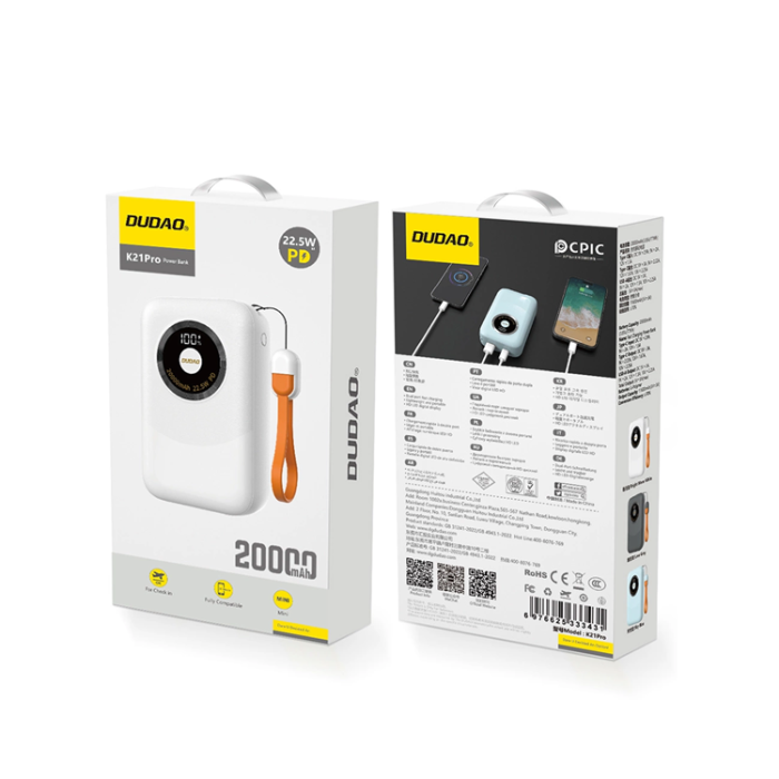 Dudao - Dudao Powerbank 20000 mAh 22.5W K21Pro Mini