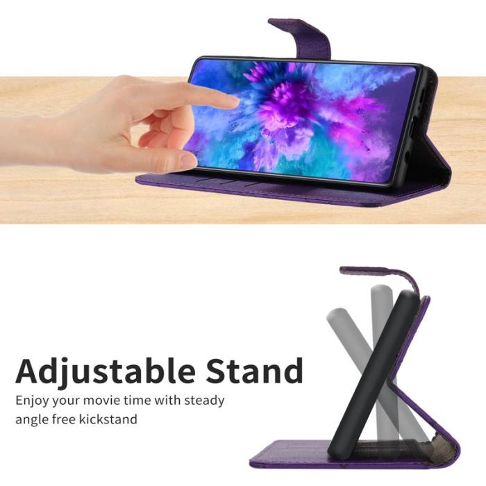 OEM - Samsung Galaxy S26 Fodral Imprint Konstläder Flip Folio - Mörklila