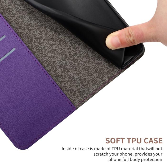 OEM - Samsung Galaxy S26 Fodral Imprint Konstläder Flip Folio - Mörklila