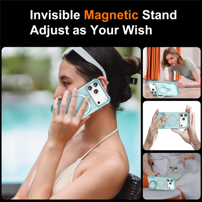 A-One Brand - iPhone 17 Pro Mobilskal MagSafe Kickstand Shockproof - Blå