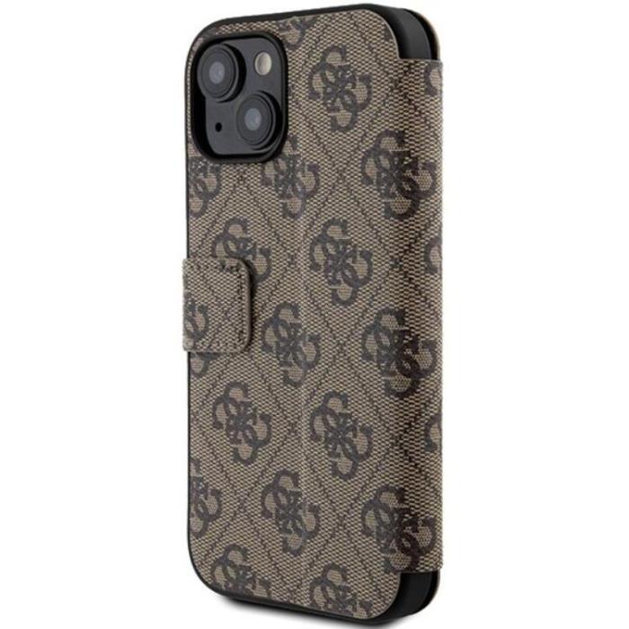 Guess - Guess iPhone 15/14/13 Plånboksfodral Metall Logo - Brun