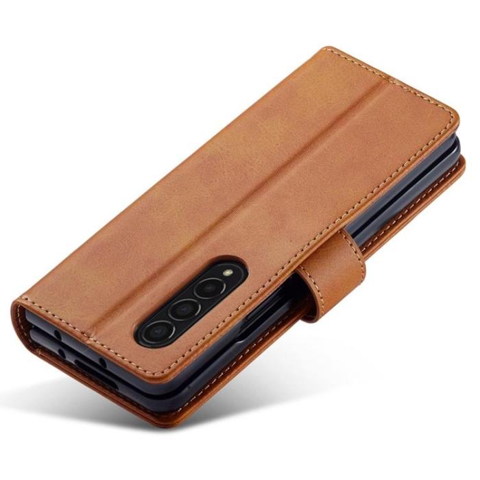 LC.imeeke - LC.IMEEKE Galaxy Z Fold 4 Plånboksfodral Shockproof Magnetic - Ljusbrun