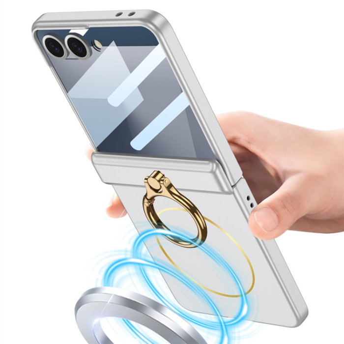 GKK - GKK Galaxy Z Flip 7 Mobilskal MagSafe Ringhållare - Silver