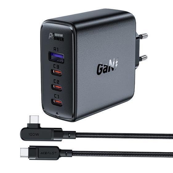 Acefast GaN Laddare Fast med Kabel USB-C - Svart | 505295 | AlltMobil