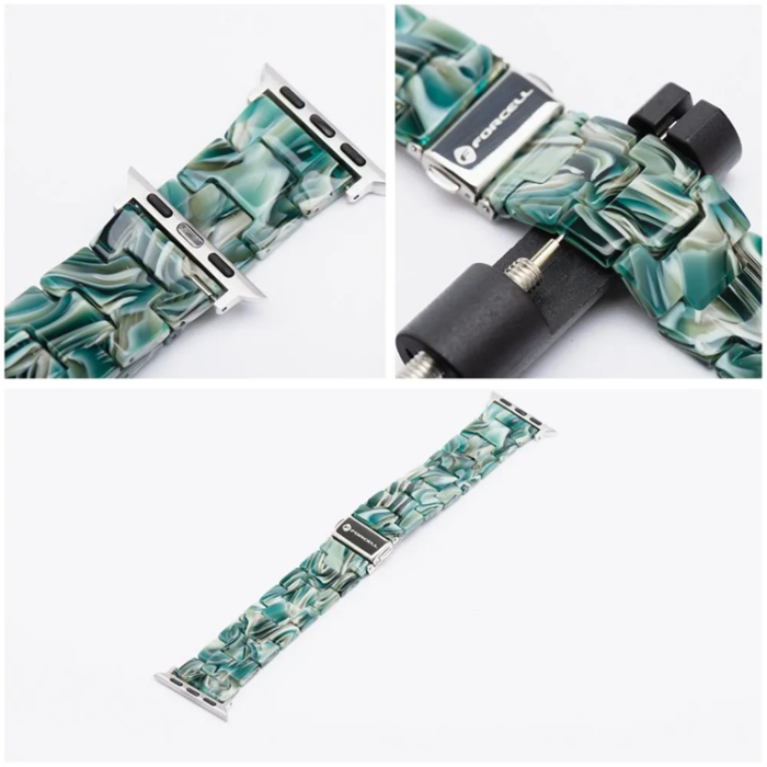 Forcell - Forcell Apple Watch (38/40/41) Armband Resin Marble - Grön