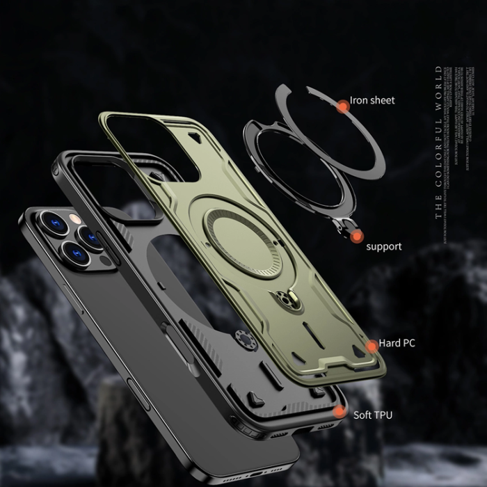 OEM - iPhone 16 Pro Max Mobilskal MagSafe Hybrid Armor Trendy - Grön
