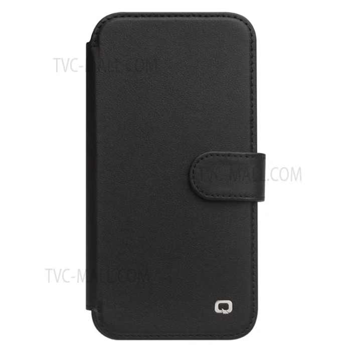 QIALINO - Qialino iPhone 13 Mini Plånboksfodral Cowhide Läder - Svart