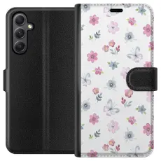 Gustaf - Pl&aring;nboksfodral till Samsung Galaxy A24 4G med Blommor och fj&auml;rillar