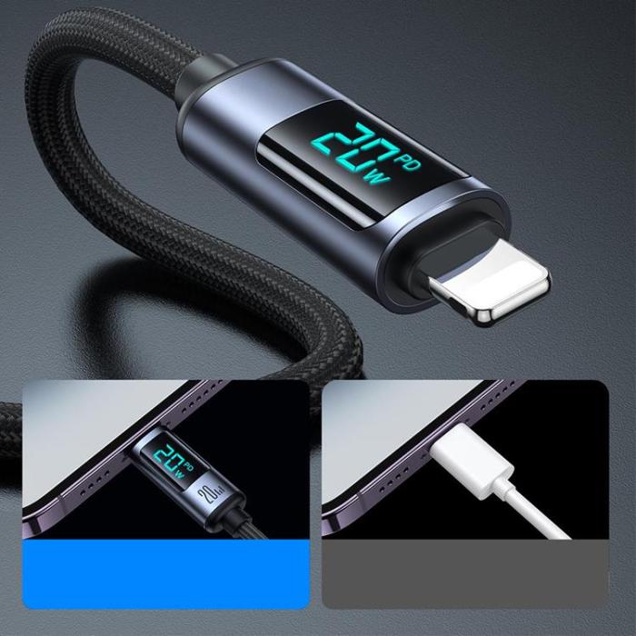 Joyroom - Joyroom USB-C till Lightning kabel 20W med LED display 1.2m