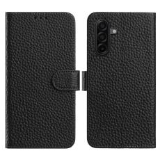 OEM - LITCHI Samsung Galaxy S26 Fodral &Auml;kta L&auml;der Flip - Svart
