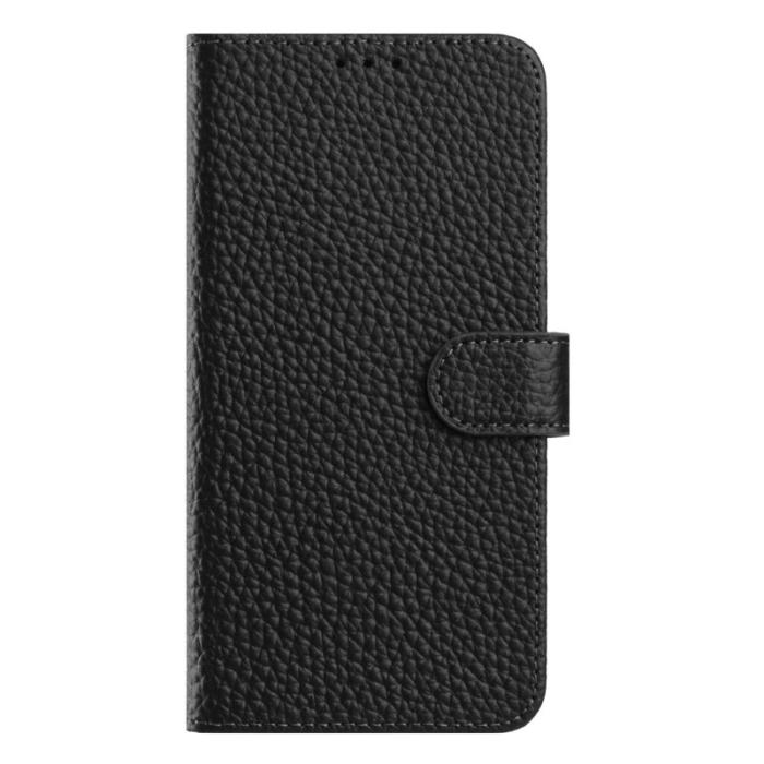 OEM - LITCHI Samsung Galaxy S26 Fodral Äkta Läder Flip - Svart