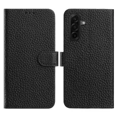 OEM - LITCHI Samsung Galaxy S26 Fodral &Auml;kta L&auml;der Flip - Svart