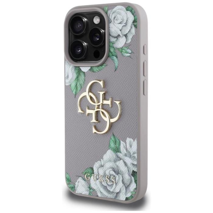 Guess - Guess iPhone 16 Pro Max Mobilskal Grained Roses Big 4G logo
