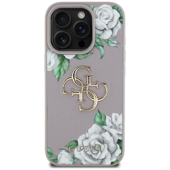 Guess - Guess iPhone 16 Pro Max Mobilskal Grained Roses Big 4G logo
