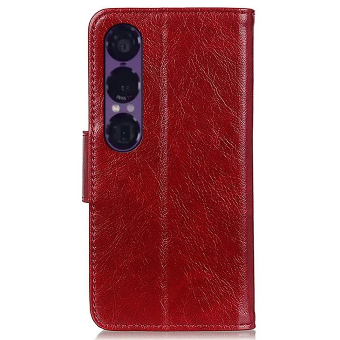 A-One Brand - Sony Xperia 1 VII Plånboksfodral Äkta Läder - Röd