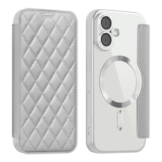 A-One Brand - iPhone 17 Plånboksfodral MagSafe Rhombus Läder - Titanium Grå