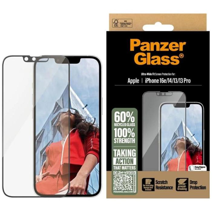 PanzerGlass - PanzerGlass iPhone 16e Härdat Glas Skärmskydd Ultra-Wide Fit