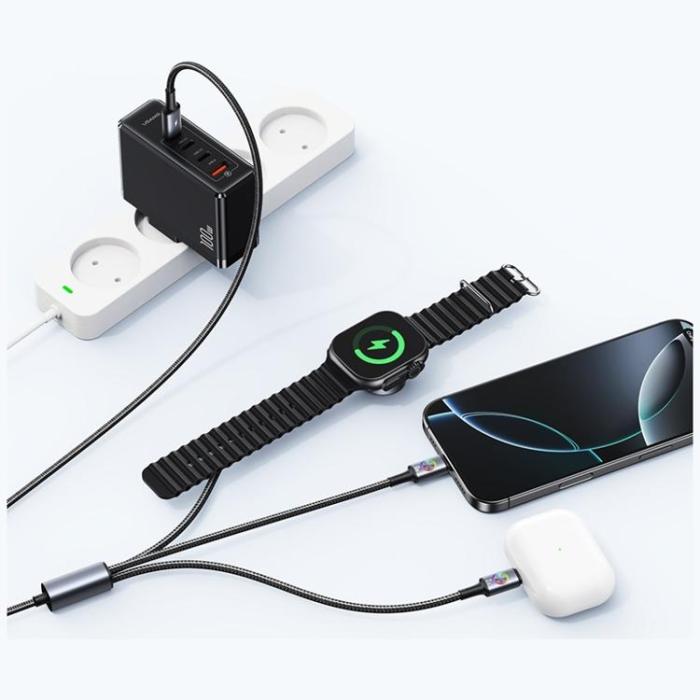 USAMS - USAMS USB-C till USB-C 72W Kabel med Trådlös laddare för Watch 1.2m Huan SJ754