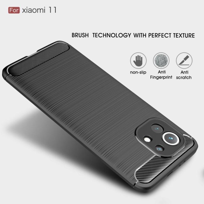 OEM - Carbon Fiber Mobilskal Til Xiaomi Mi 11 - Svart