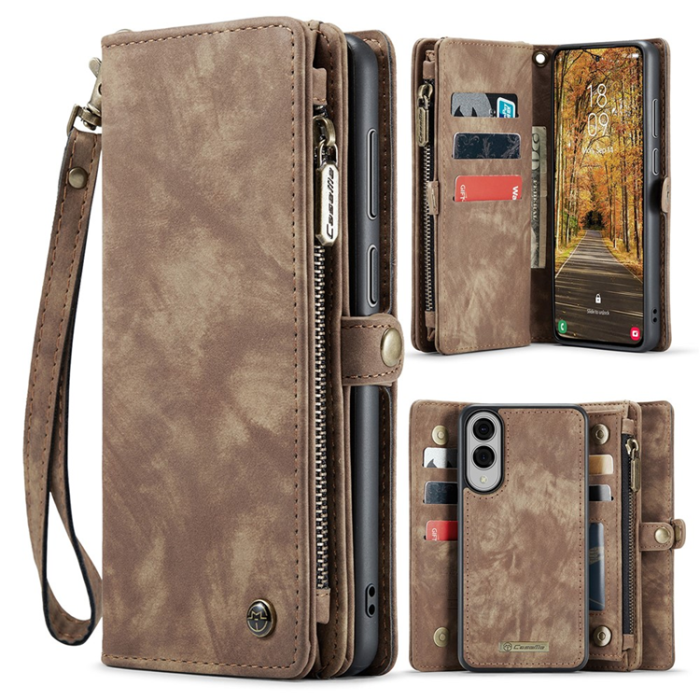 Caseme - CASEME Galaxy S25 Edge Plånboksfodral Med Rem - Brun
