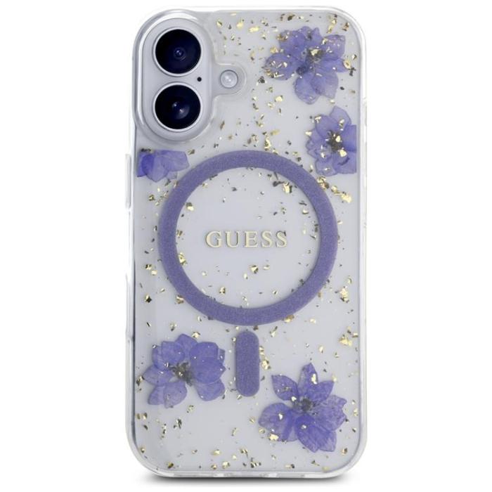 Guess - Guess iPhone 16 Mobilskal MagSafe Resin Flowers - Lila
