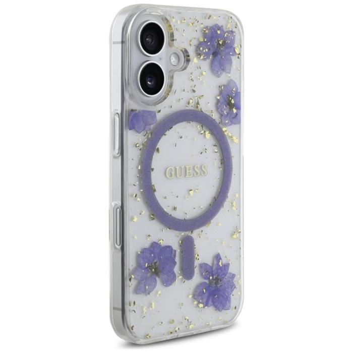 Guess - Guess iPhone 16 Mobilskal MagSafe Resin Flowers - Lila