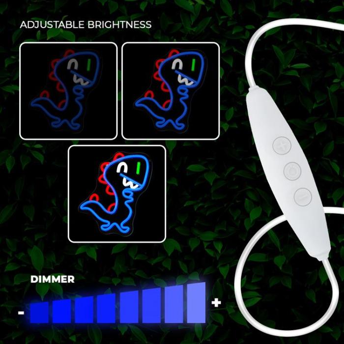 Forever Light - Forever Light LED Neon PLEXI JURASSIC BABY DINO FLNJ01 - Blå