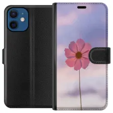 Gustaf - Pl&aring;nboksfodral till Apple iPhone 12 med Rosa blomma