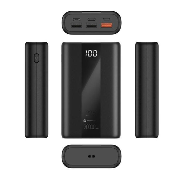Forcell - Forcell Powerbank 20000 mAh 22.5W PD QC 3A Energo - Svart