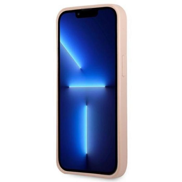 Guess - Guess iPhone 13 Pro Max Skal Saffiano Triangle Logo Korthållare - Rosa