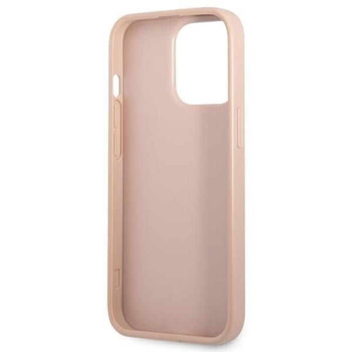 Guess - Guess iPhone 13 Pro Max Skal Saffiano Triangle Logo Korthållare - Rosa