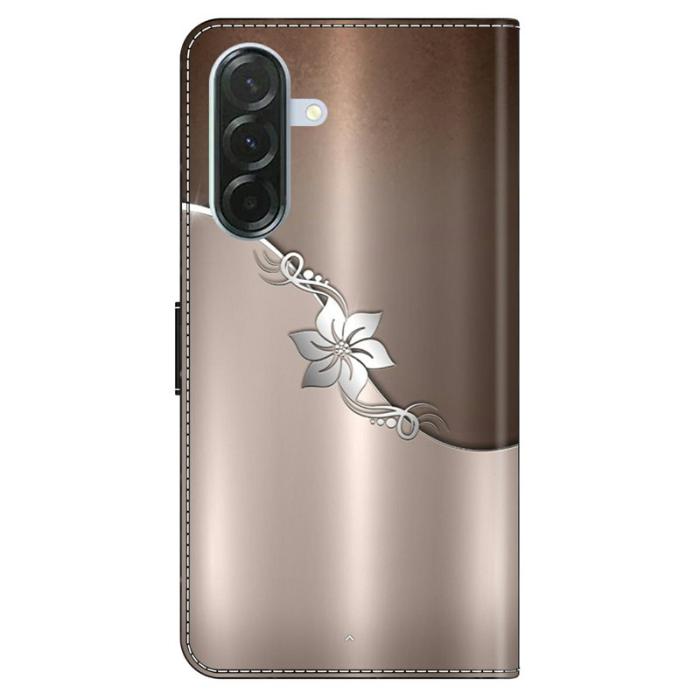 OEM - Samsung Galaxy A37 Plånboksfodral Konstläder - Silver Flower