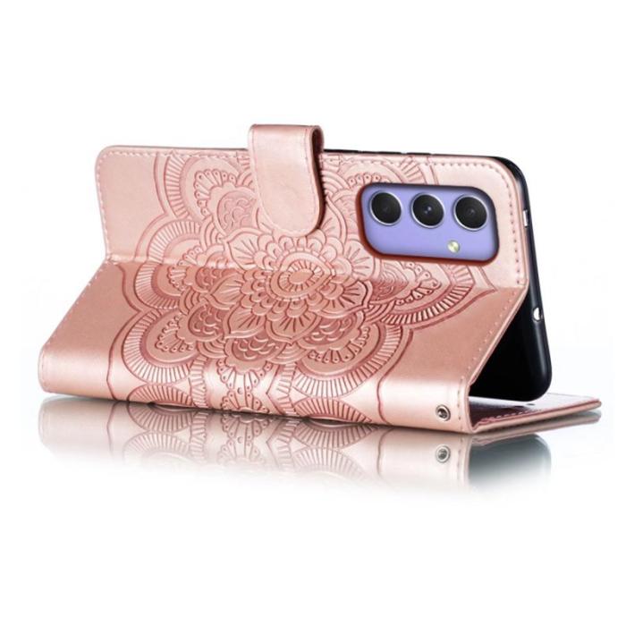 OEM - Samsung Galaxy A37 Plånboksfodral Konstläder Mandala - Roséguld