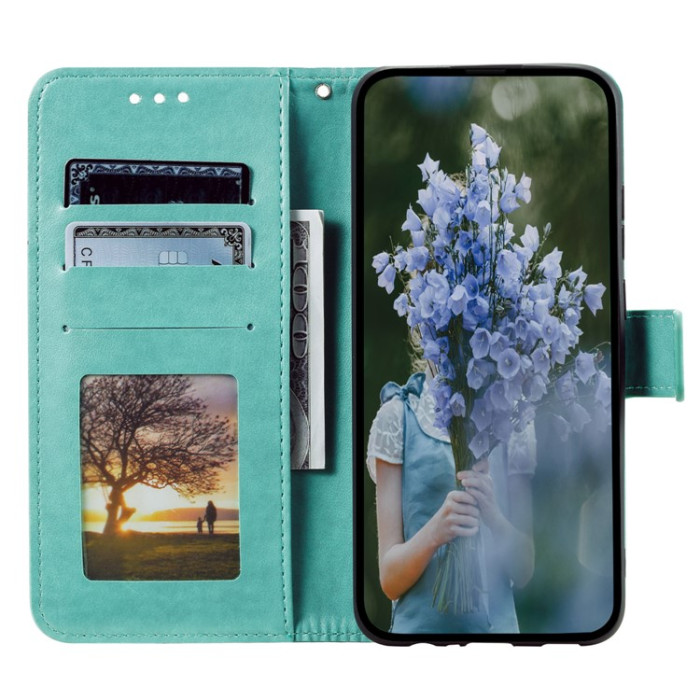 OEM - Galaxy A24 4G Plånboksfodral Imprinted Mandala Flower - Grön