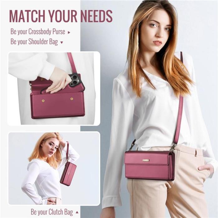 Caseme - CASEME Me20 Crossbody Väska 4.0-7.6'' Läder - VinRöd