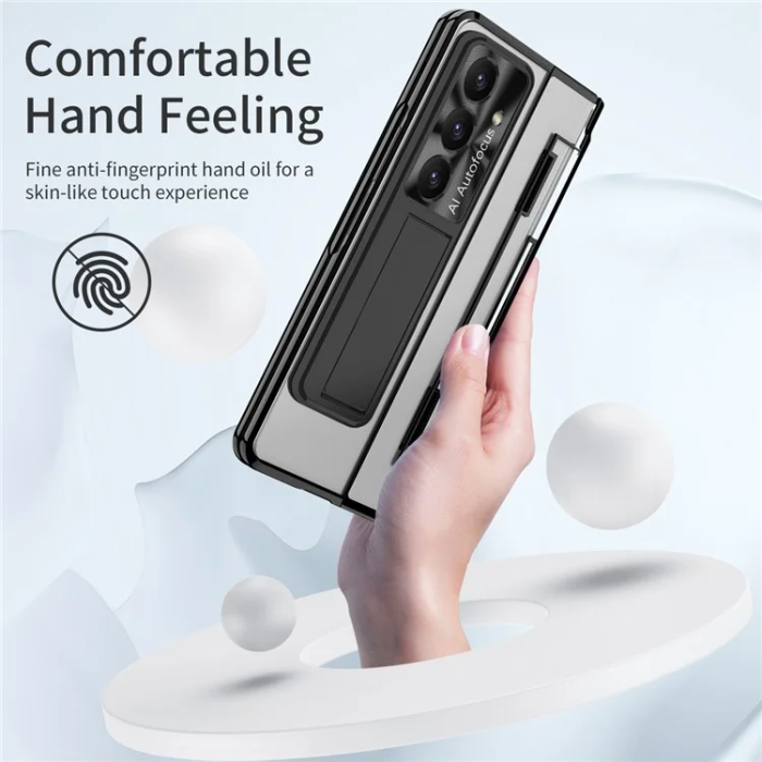 A-One Brand - Galaxy Z Fold 7 Mobilskal Kickstand med Skärmskydd - Svart